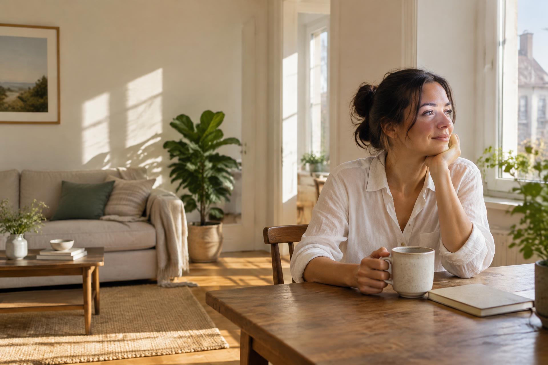 A quiet morning at home with a moment to breathe